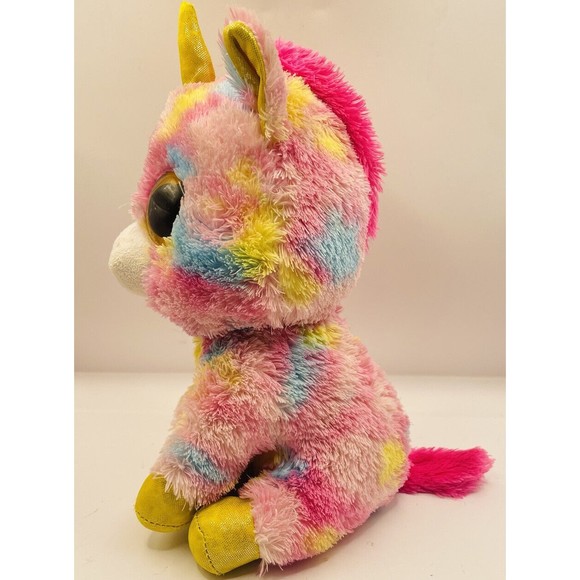 Ty Beanie Boo  Fantasia The Unicorn  Pink w/Golden Horn Medium 9" P1 - Picture 2 of 6